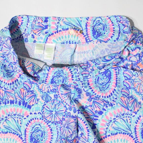 Lilly Pulitzer Luxletic Shorts Blue Purple Pink Shells Nautical Women Size 14 - Picture 7 of 14